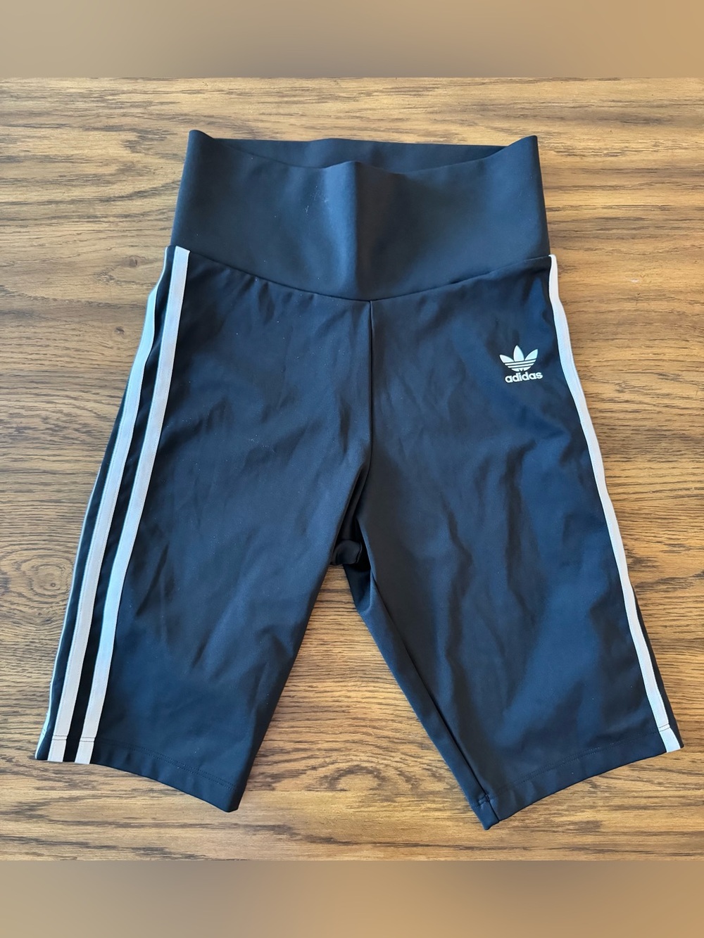 adidas Black Shorts with White Side Stripes & Trefoil
